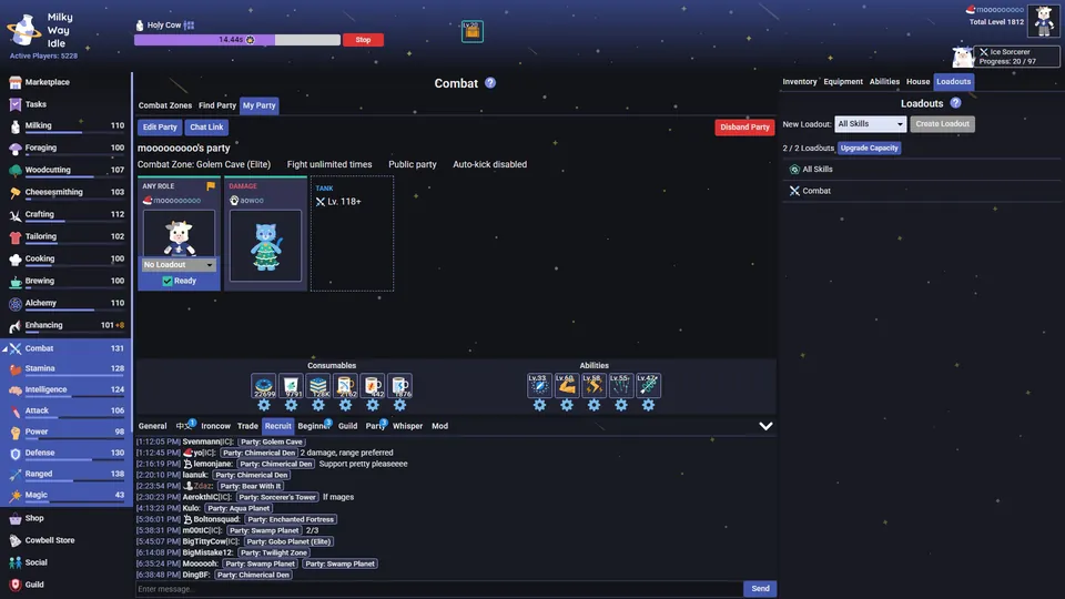Milky Way Idle party finder: forming a combat party for a zone