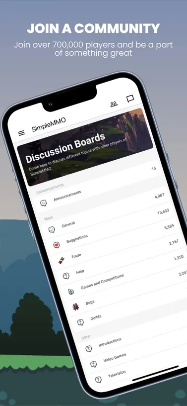SimpleMMO store screenshot: Join a community, the discussion boards